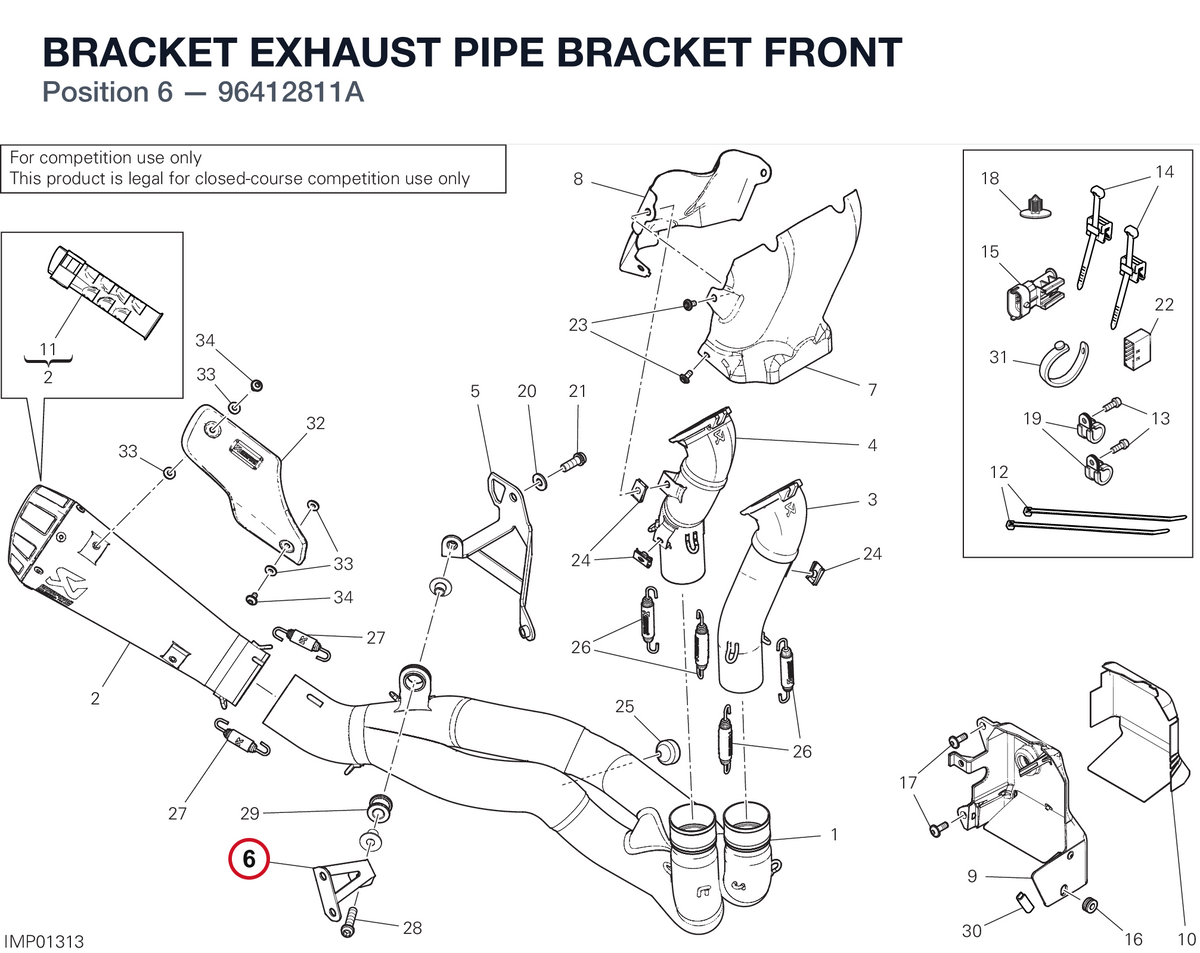 BRACKET EXHAUST PIPE BRACKET FRONT 96412811A diagram position