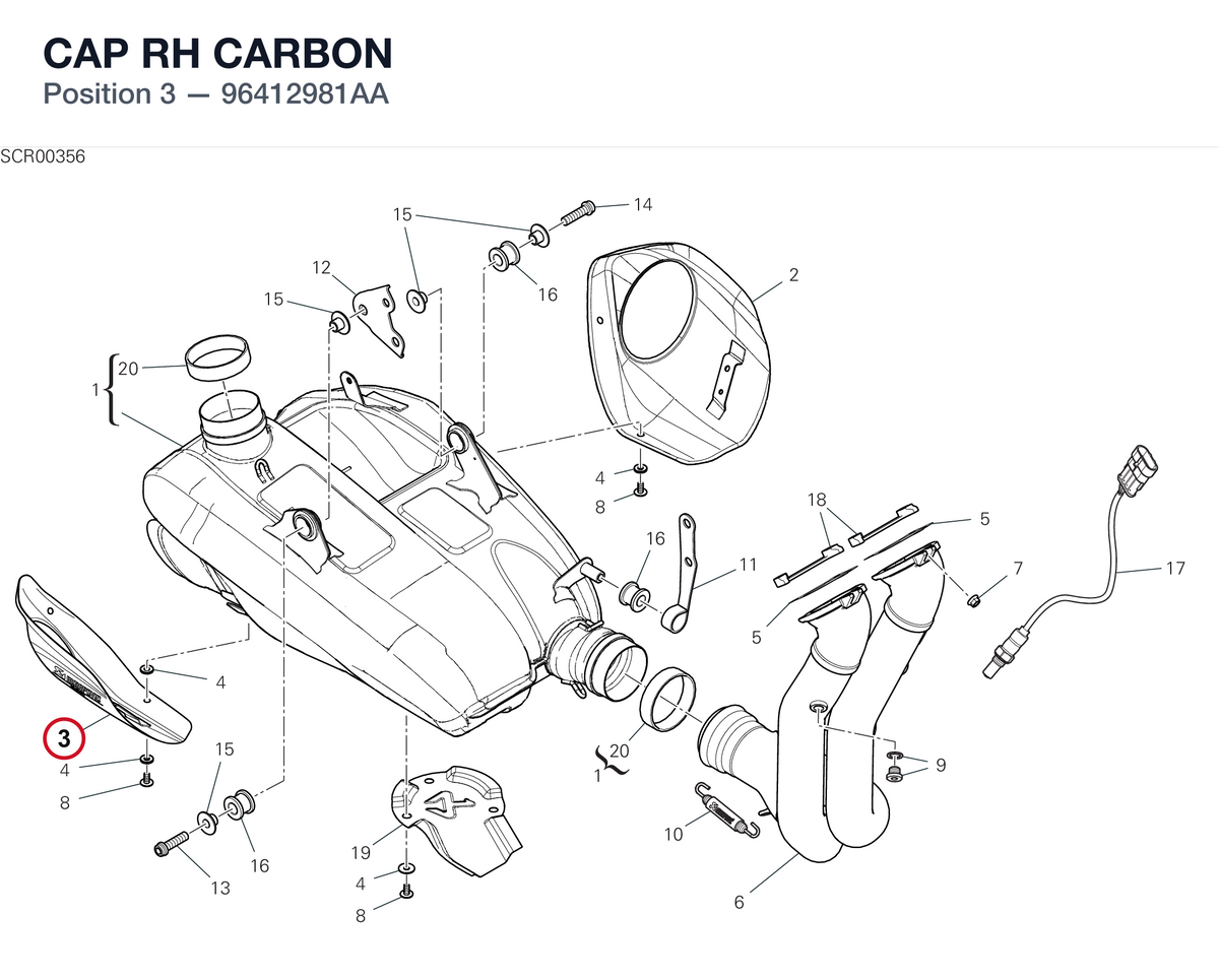 CAP RH CARBON 96412981AA diagram position