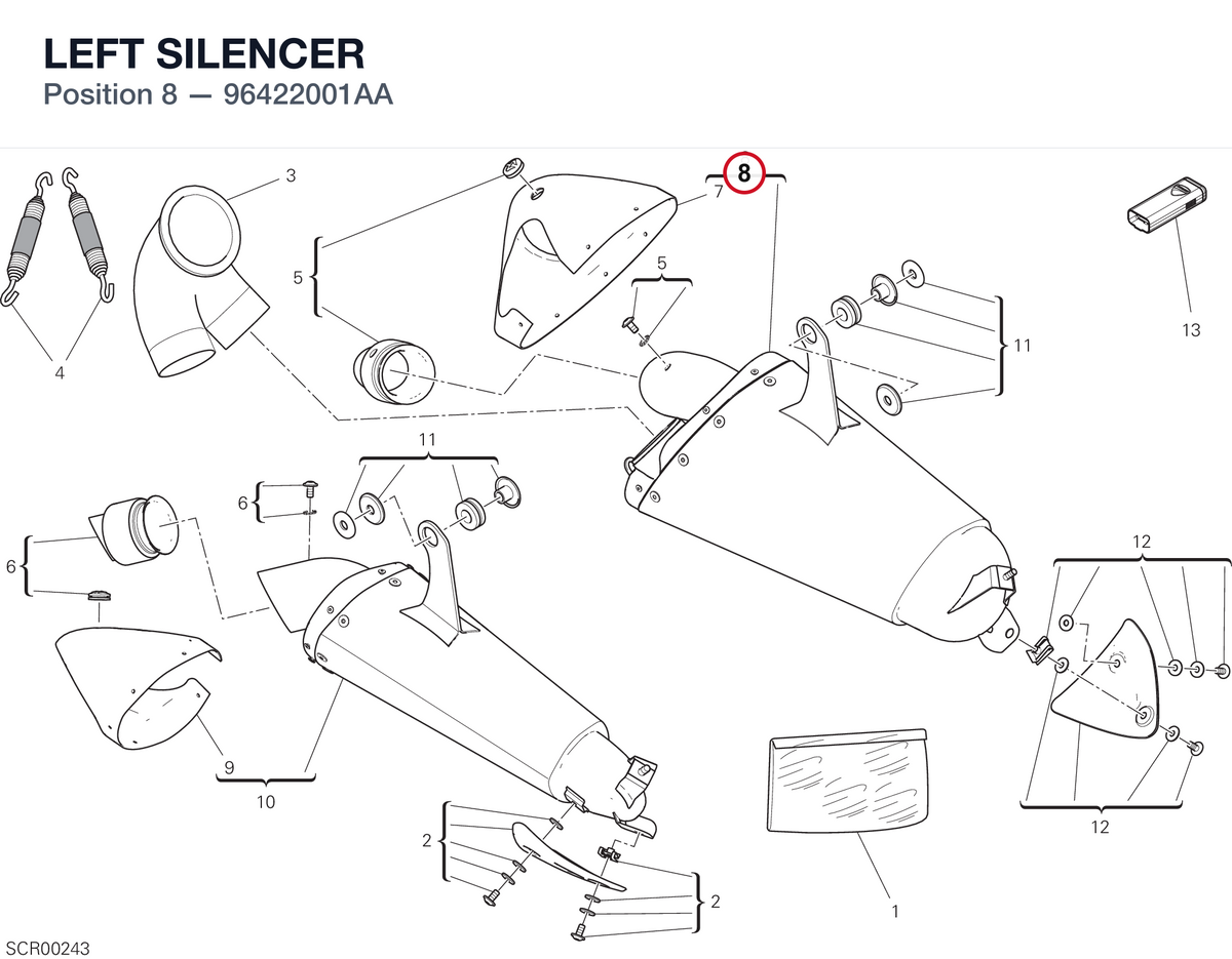 LEFT SILENCER 96422001AA diagram position