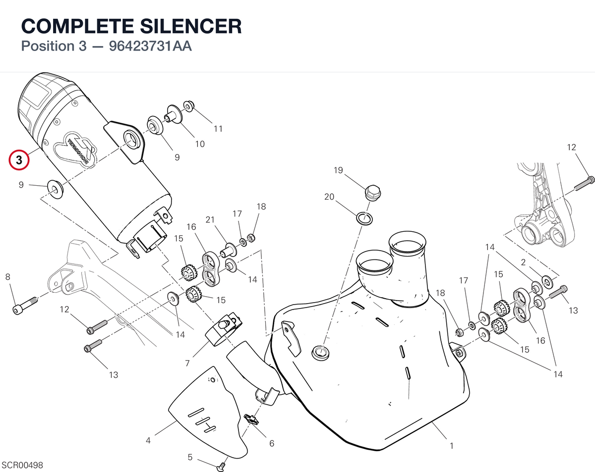 COMPLETE SILENCER 96423731AA diagram position