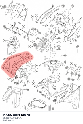 Diagram preview: MASK ARM RIGHT (60308003000BGA)