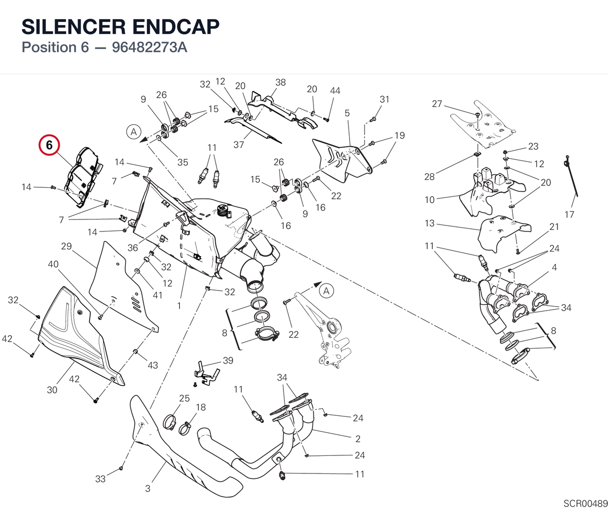 SILENCER ENDCAP 96482273A diagram position