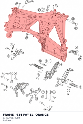 Diagram preview: FRAME ''614 PA'' EL. ORANGE (61403001100EB)