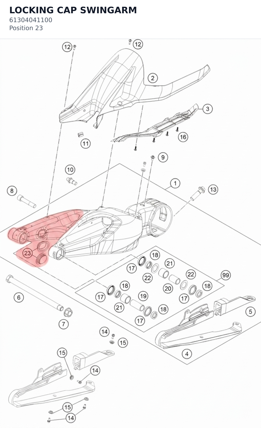 Diagram preview: LOCKING CAP SWINGARM (61304041100)