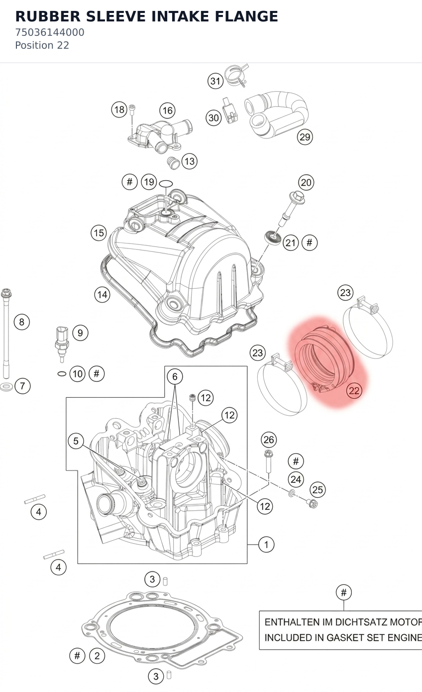 Diagram preview: RUBBER SLEEVE INTAKE FLANGE (75036144000)