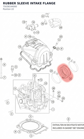 Diagram preview: RUBBER SLEEVE INTAKE FLANGE (75036144000)