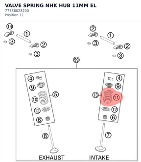 Diagram preview: VALVE SPRING NHK HUB 11MM EL (77736028200)