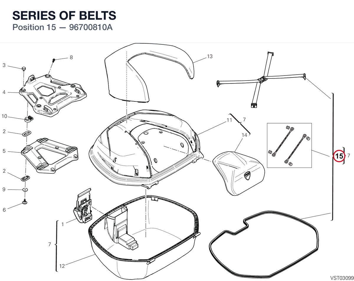 SERIES OF BELTS 96700810A diagram position