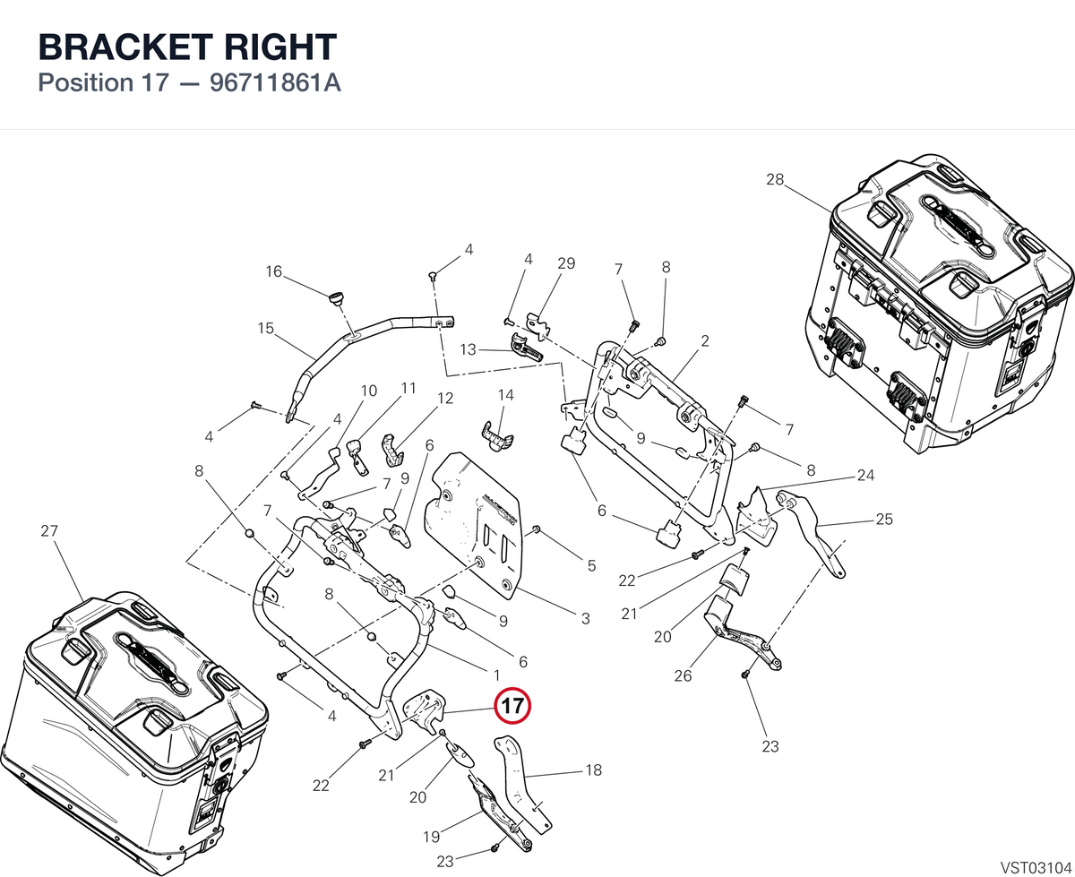 BRACKET RIGHT 96711861A diagram position