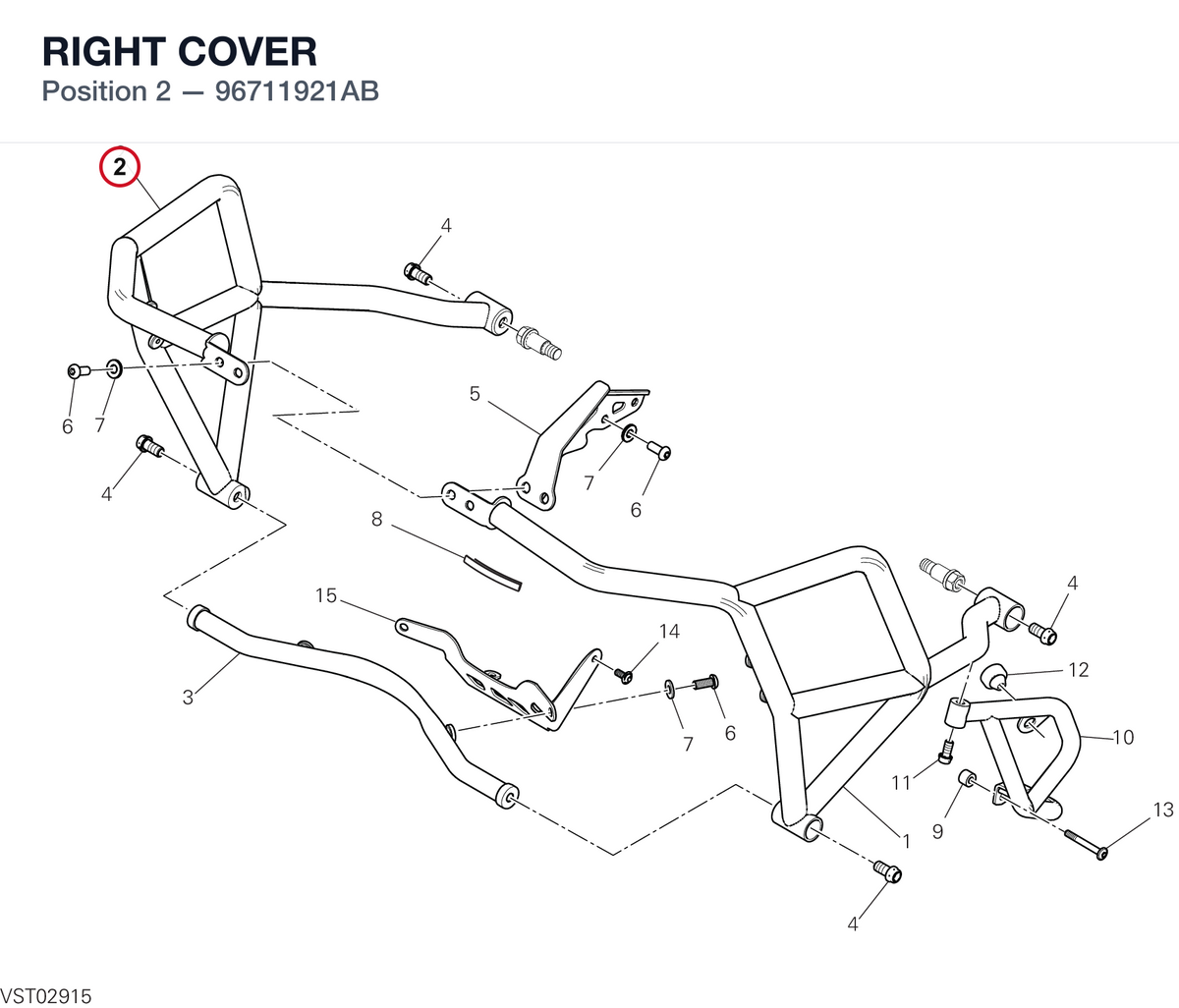RIGHT COVER 96711921AB diagram position