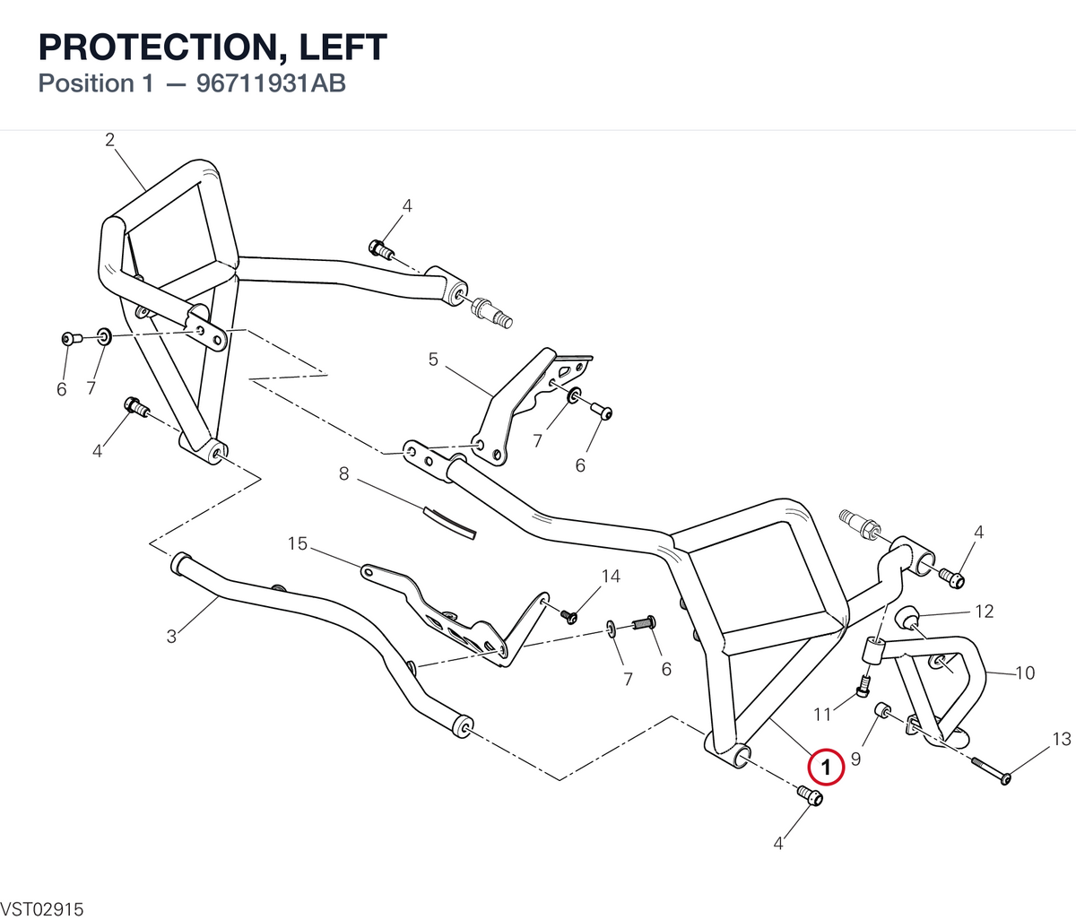 PROTECTION, LEFT 96711931AB diagram position
