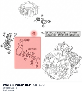 Diagram preview: WATER PUMP REP. KIT 690 (75035055010)