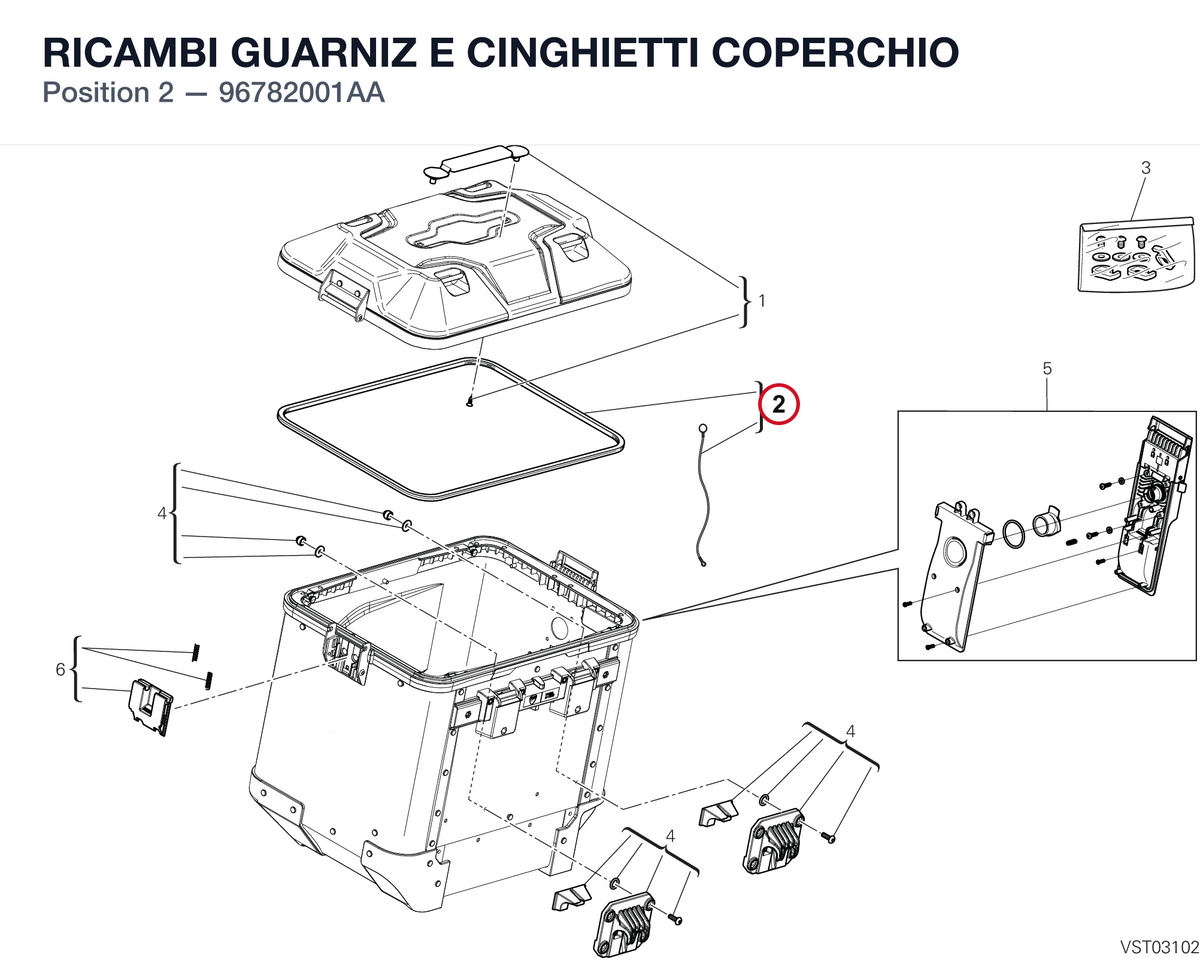 RICAMBI GUARNIZ E CINGHIETTI COPERCHIO 96782001AA diagram position