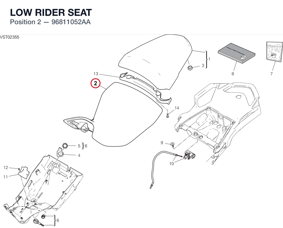 LOW RIDER SEAT 96811052AA diagram position