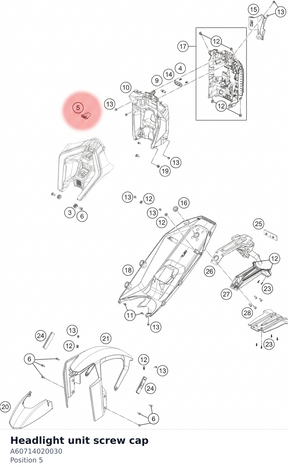 Diagram preview: Headlight unit screw cap (A60714020030)
