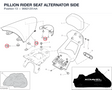 PILLION RIDER SEAT ALTERNATOR SIDE 96821251AA diagram position