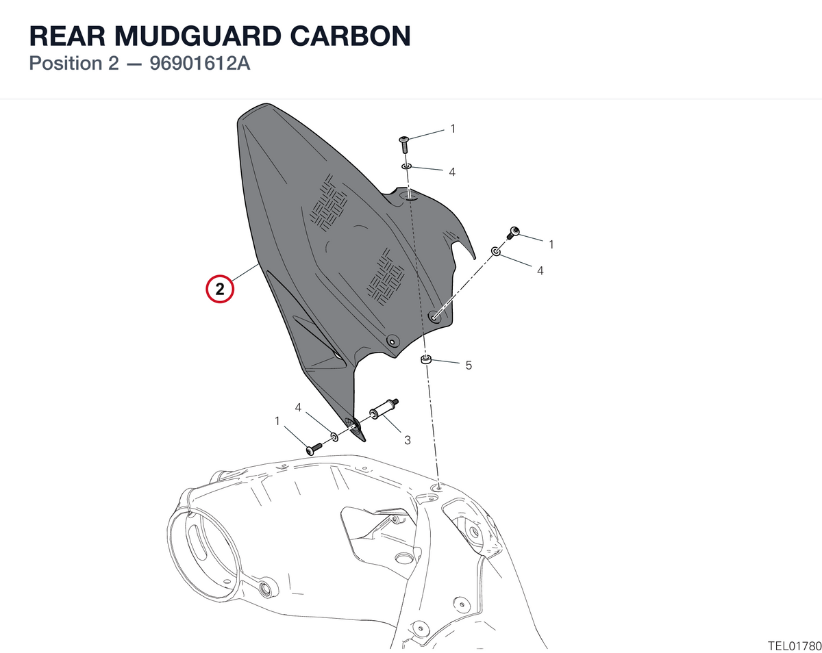 REAR MUDGUARD CARBON 96901612A diagram position