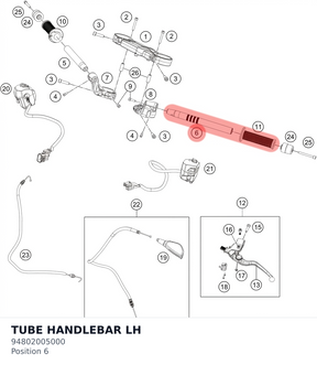 Diagram preview: TUBE HANDLEBAR LH (94802005000)