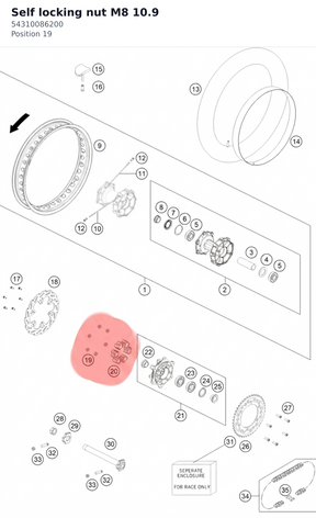 Diagram preview: Self locking nut M8 10.9 (54310086200)