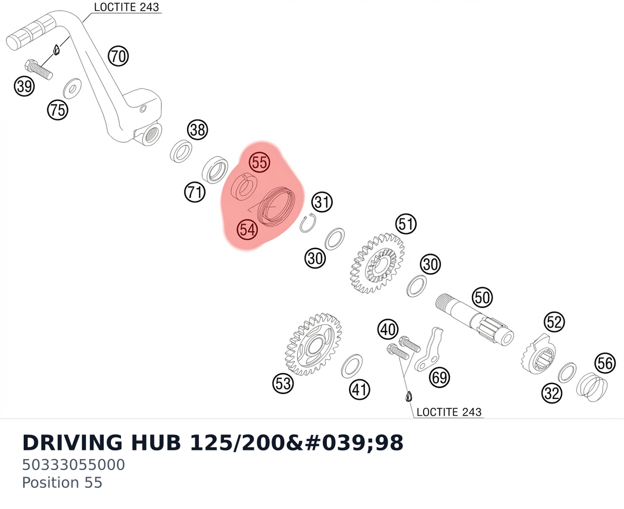Diagram preview: DRIVING HUB 125/200'98 (50333055000)