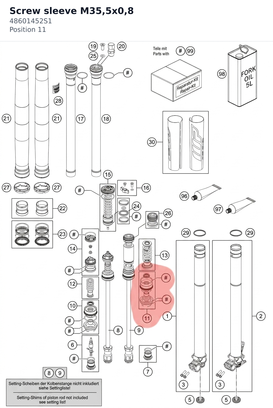 Diagram preview: Screw sleeve M35,5x0,8 (48601452S1)