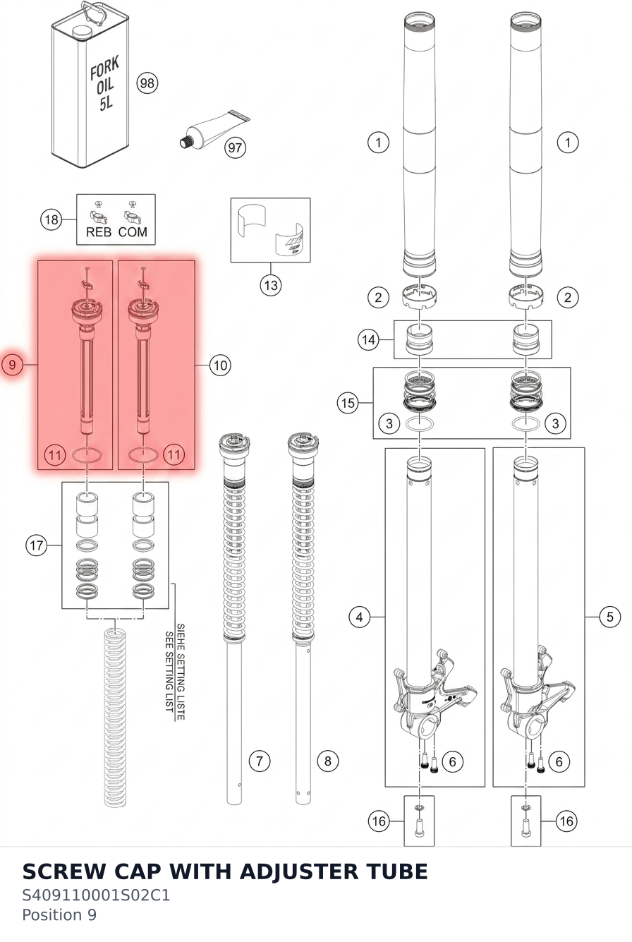 Diagram preview: SCREW CAP WITH ADJUSTER TUBE (S409110001S02C1)