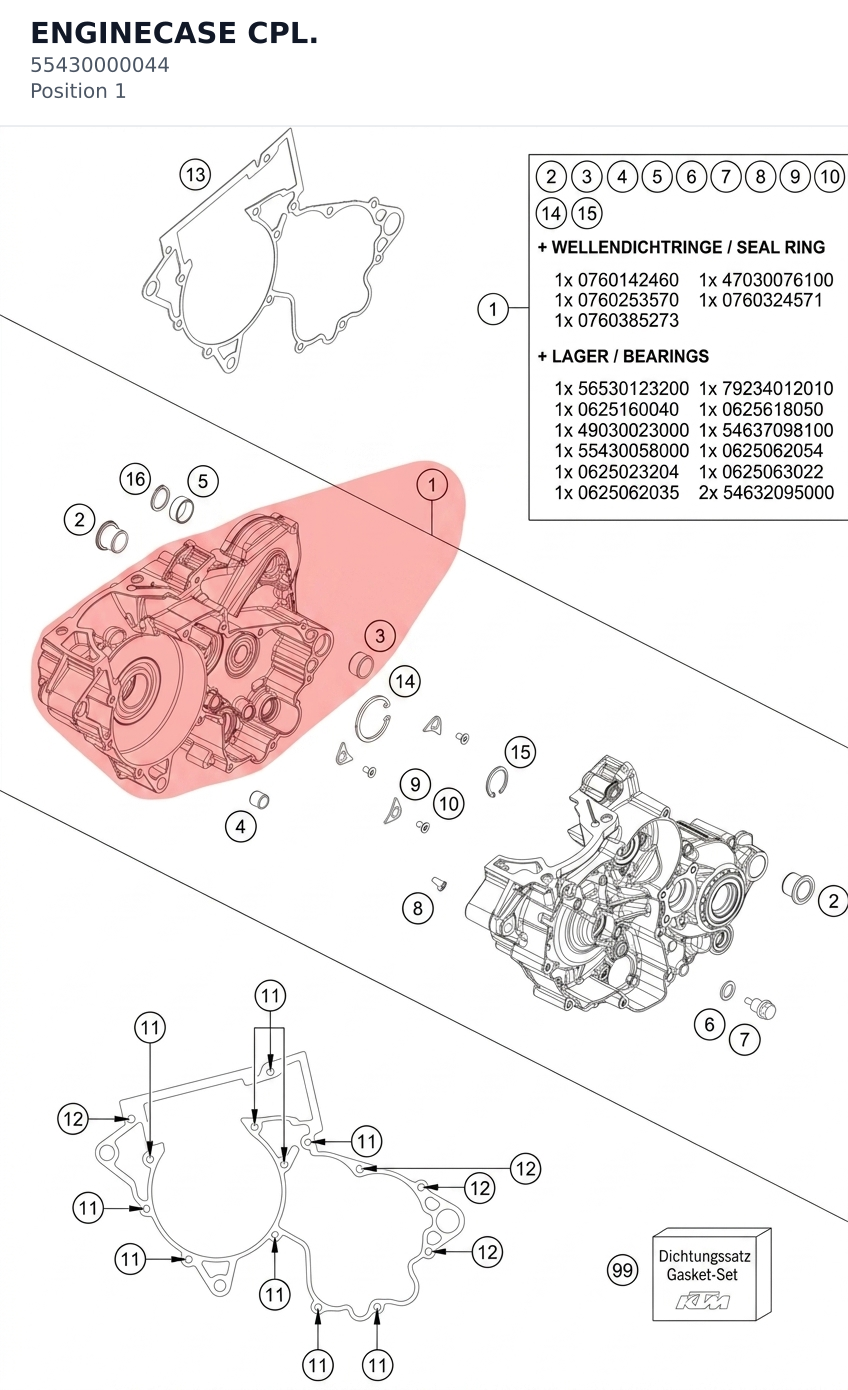 Diagram preview: ENGINECASE CPL. (55430000044)