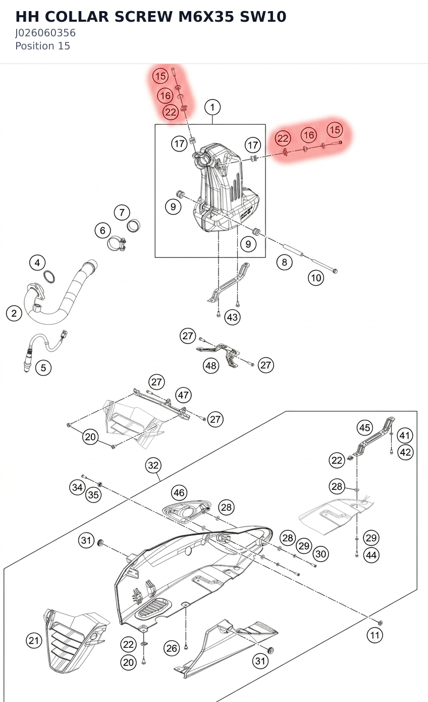 Diagram preview: HH COLLAR SCREW M6X35  SW10 (J026060356)