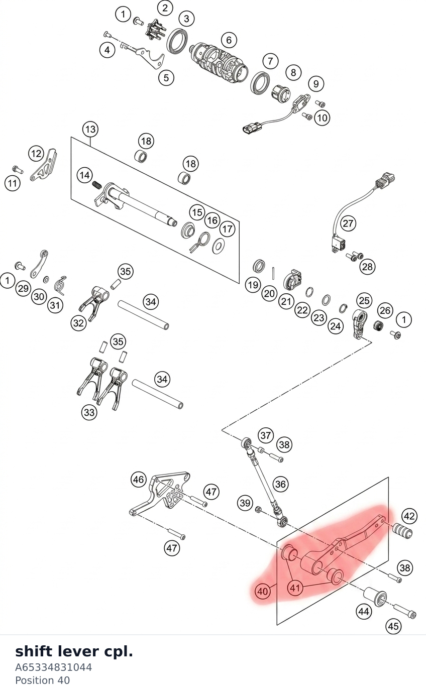 Diagram preview: shift lever cpl. (A65334831044)