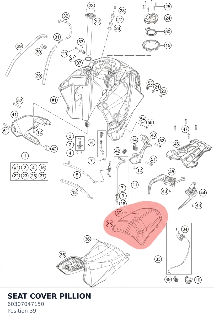 Diagram preview: SEAT COVER PILLION (60307047150)