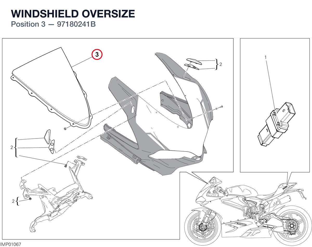 WINDSHIELD OVERSIZE 97180241B diagram position