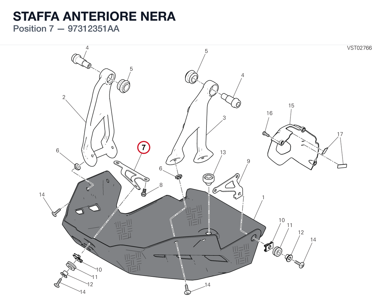 STAFFA ANTERIORE NERA 97312351AA diagram position