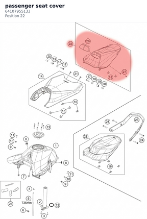 Diagram preview: passenger seat cover (64107955133)