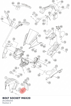 Diagram preview: BOLT SOCKET M6X20 (J912060203)