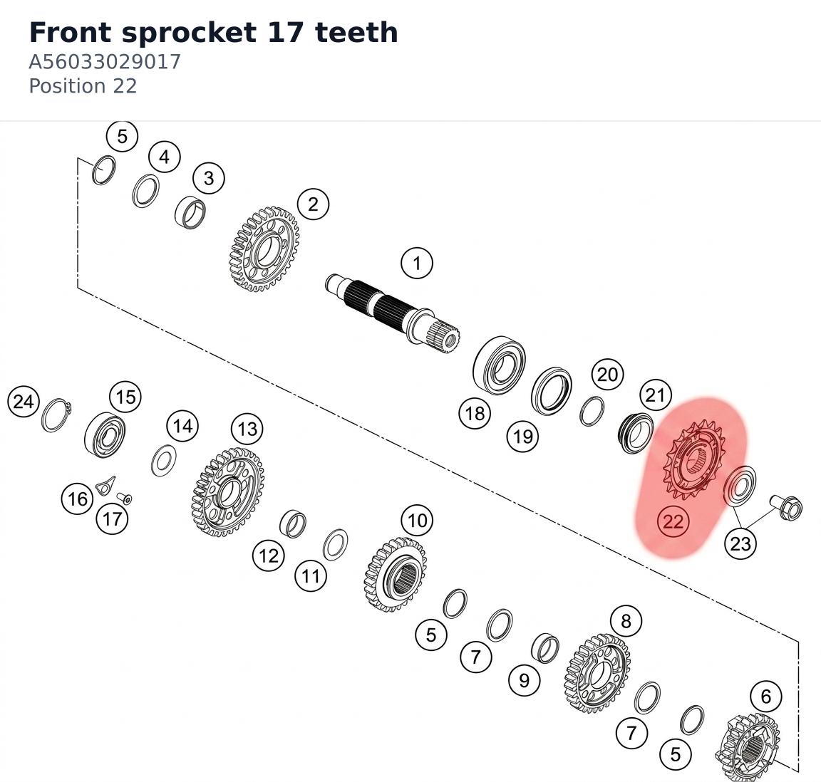 Diagram preview: Front sprocket 17 teeth (A56033029017)