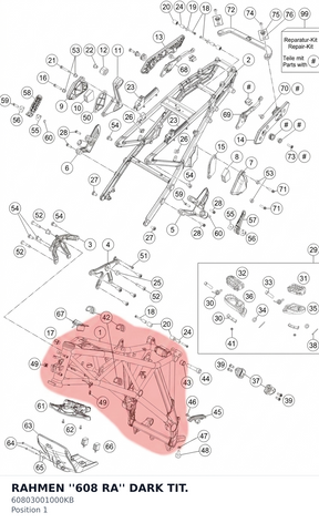 Diagram preview: RAHMEN ''608 RA'' DARK TIT. (60803001000KB)