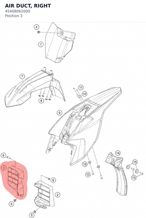 Diagram preview: AIR DUCT, RIGHT (45408061000)