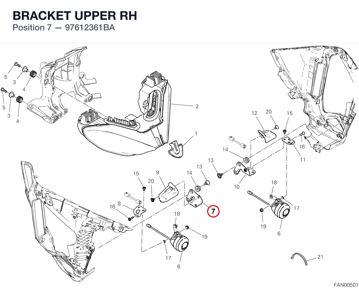 BRACKET UPPER RH 97612361BA diagram position