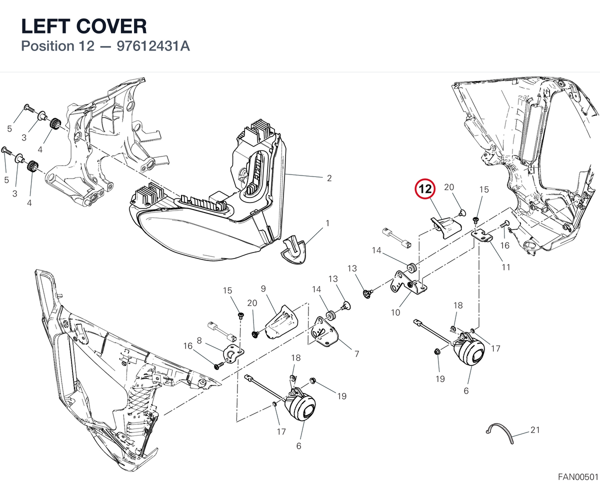 LEFT COVER 97612431A diagram position