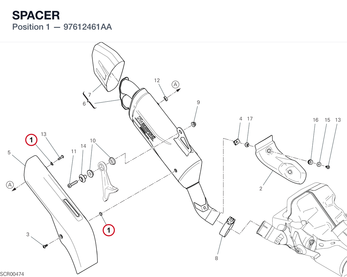 SPACER 97612461AA diagram position