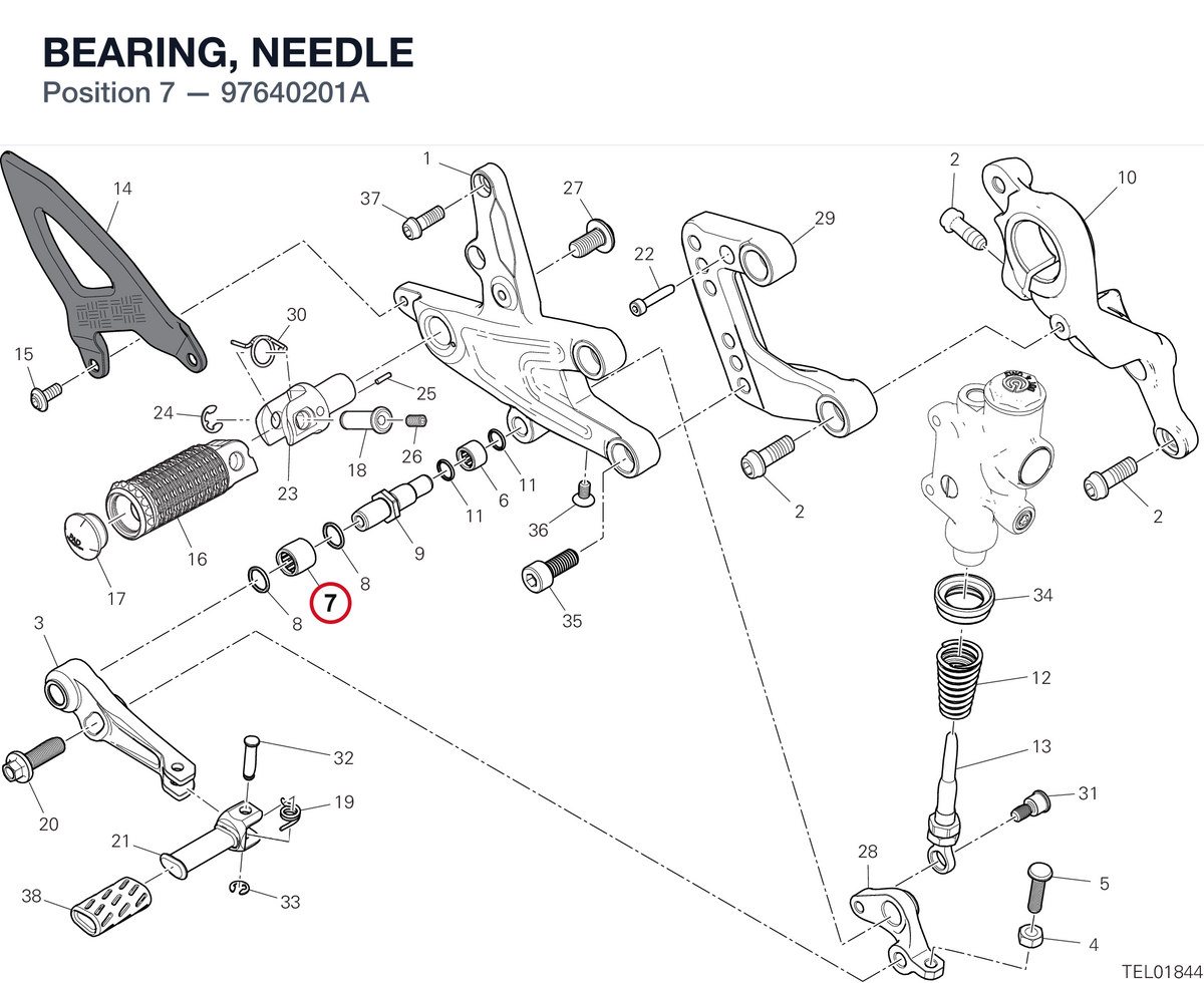 BEARING, NEEDLE 97640201A diagram position