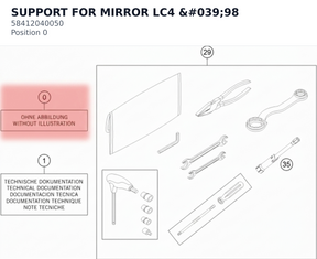 Diagram preview: SUPPORT FOR MIRROR LC4 '98 (58412040050)