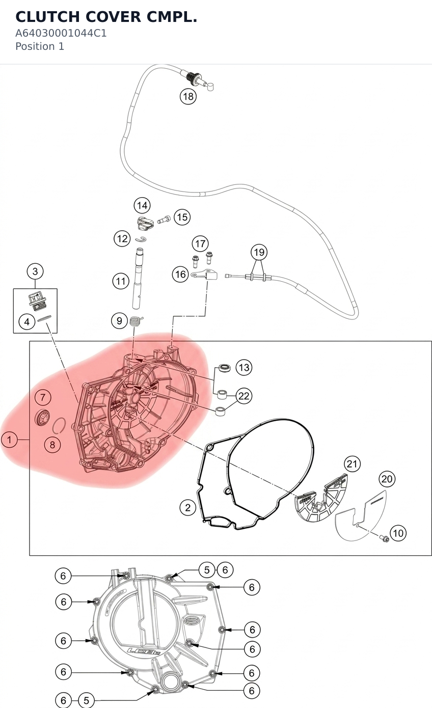 Diagram preview: CLUTCH COVER CMPL. (A64030001044C1)