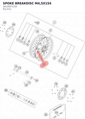 Diagram preview: SPOKE BREAKDISC M4,5X154 (26110071154)
