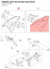 Diagram preview: FARING ASLY RH RC390 USA MY20 (93808151044AB)