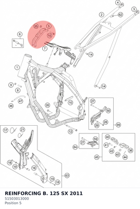 Diagram preview: REINFORCING B. 125 SX 2011 (51503013000)