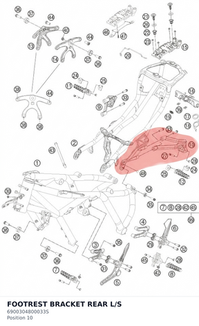 Diagram preview: FOOTREST BRACKET REAR L/S (6900304800033S)