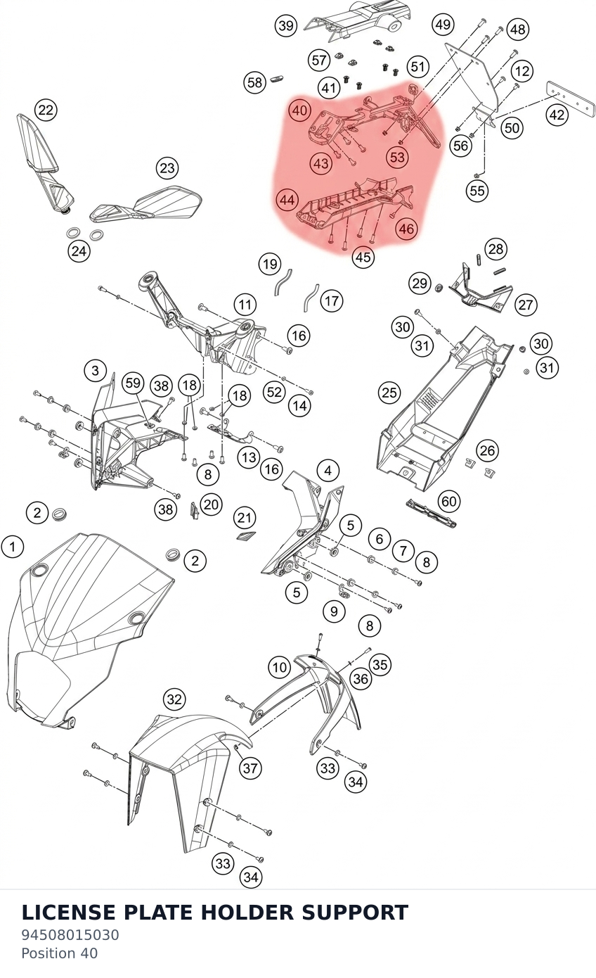 Diagram preview: LICENSE PLATE HOLDER SUPPORT (94508015030)