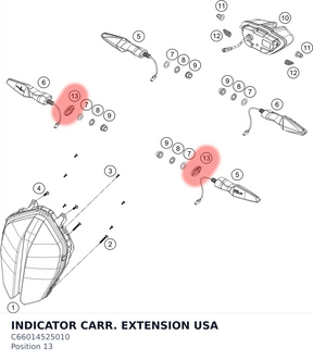 Diagram preview: INDICATOR CARR. EXTENSION USA (C66014525010)