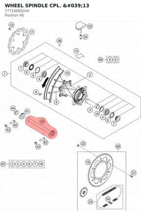 Diagram preview: WHEEL SPINDLE CPL. '13 (77710085044)